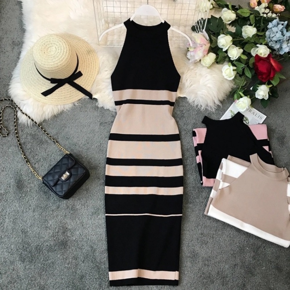 Sleeveless Knitted Bodycon Dress